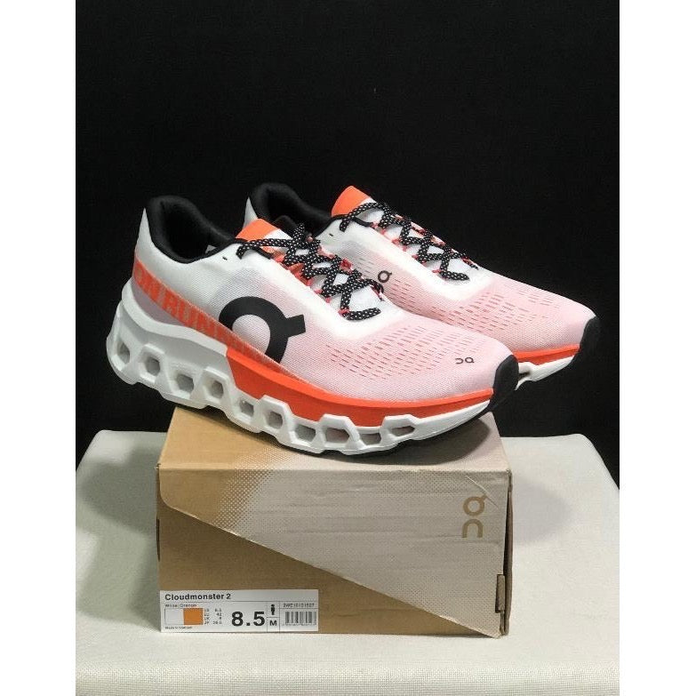 [New] On Cloud Monster Running Shoes (White/Orange)