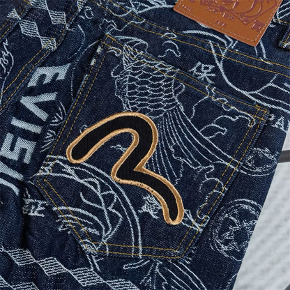 [New] Evisu All Over Print Denim Jeans