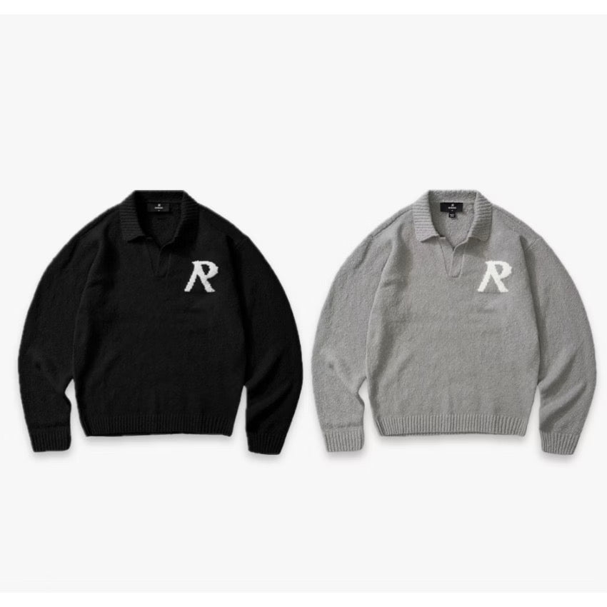 [New] Represent Knitted Boucle Collar Polo Sweater