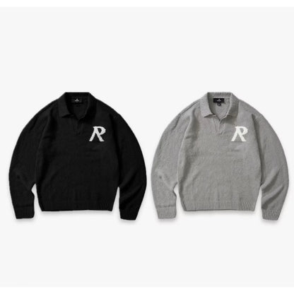 [New] Represent Knitted Boucle Collar Polo Sweater
