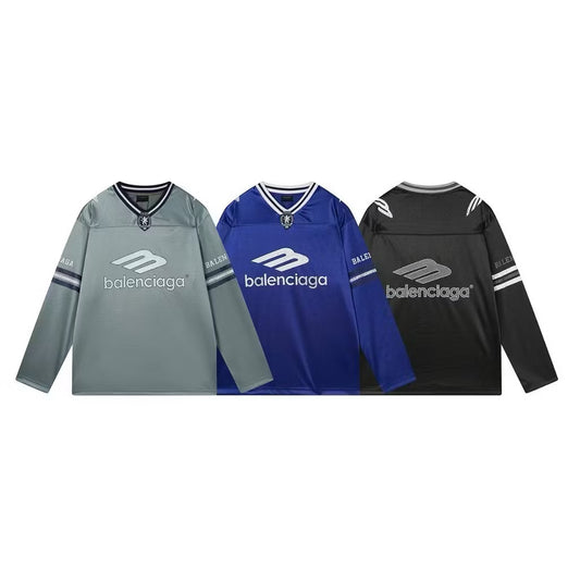 [New] Balenciaga 3B Football Shiny Jersey Longsleeve Tee