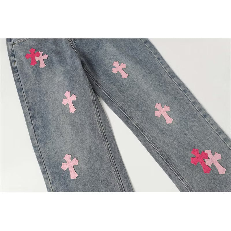 [New] Chrome Hearts Cross Pants (Pink Cross)