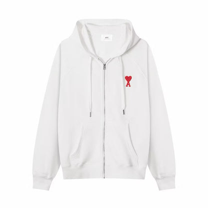 New] Ami Mini Logo Zip Up Hoodie