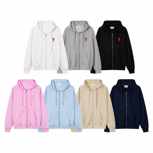 New] Ami Mini Logo Zip Up Hoodie