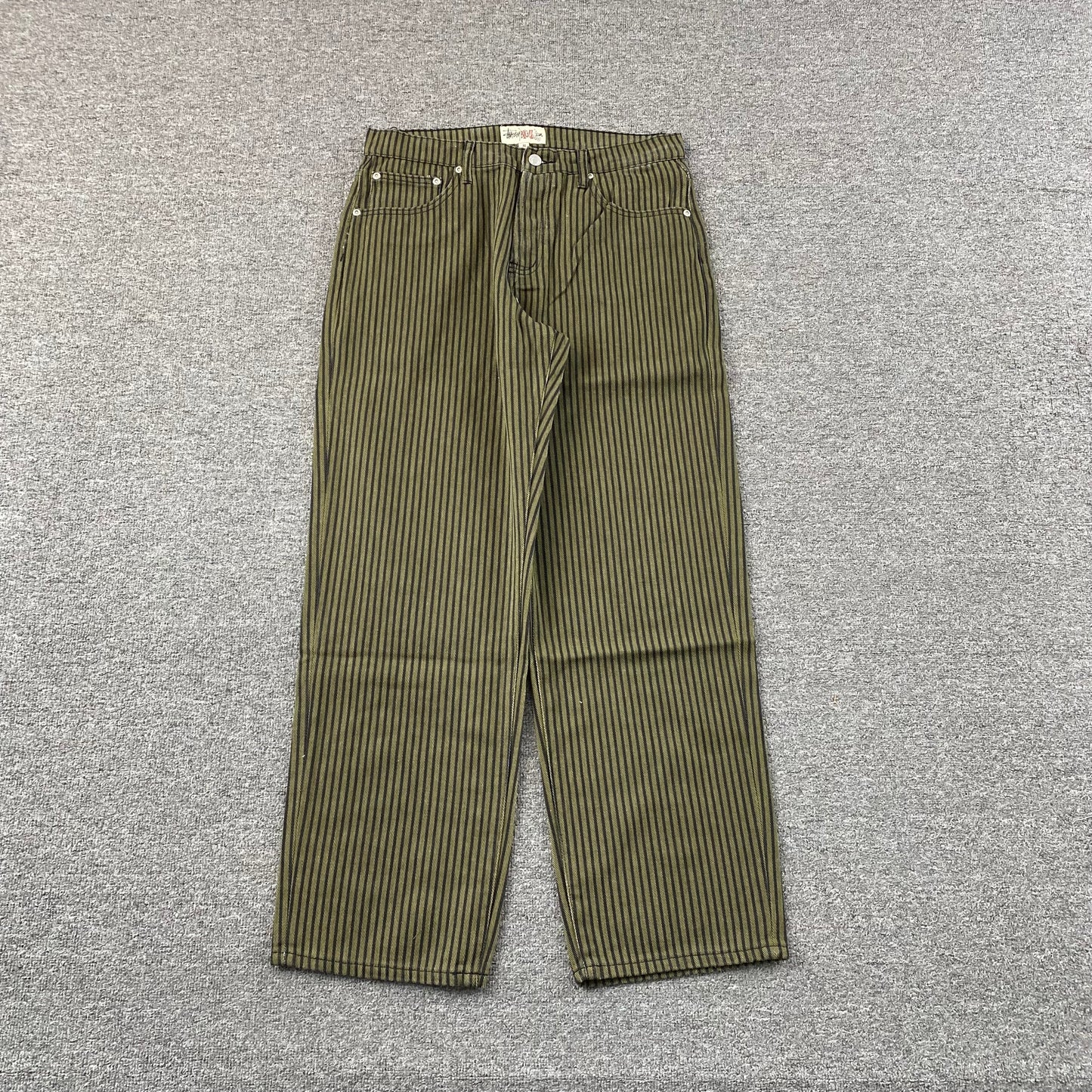 [New] Stussy Pinstripe Jeans (Olive Green)