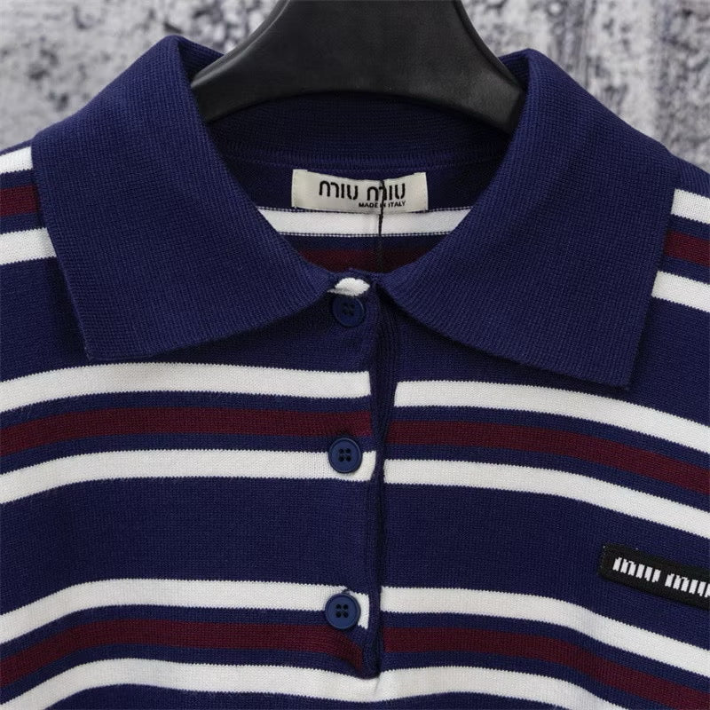 [New] MiuMiu Striped Collar Sweater