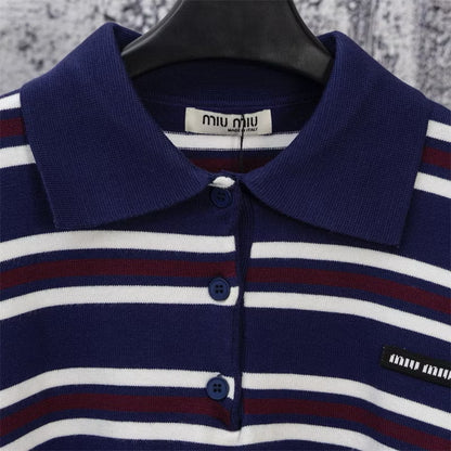 [New] MiuMiu Striped Collar Sweater