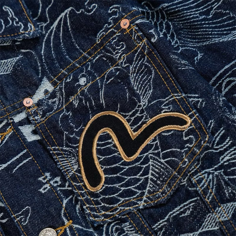 [New] Evisu All Over Print Denim Jacket