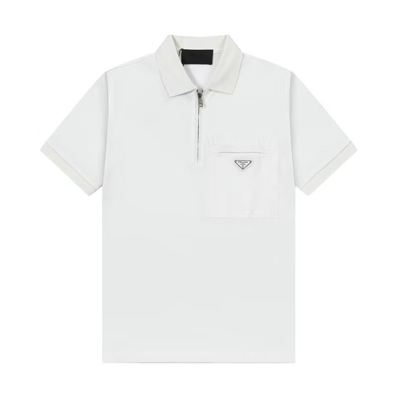 [New] Prada Pique Half Zip Polo Shirt (White)