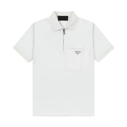 [New] Prada Pique Half Zip Polo Shirt (White)