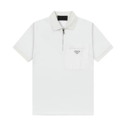 [New] Prada Pique Half Zip Polo Shirt (White)