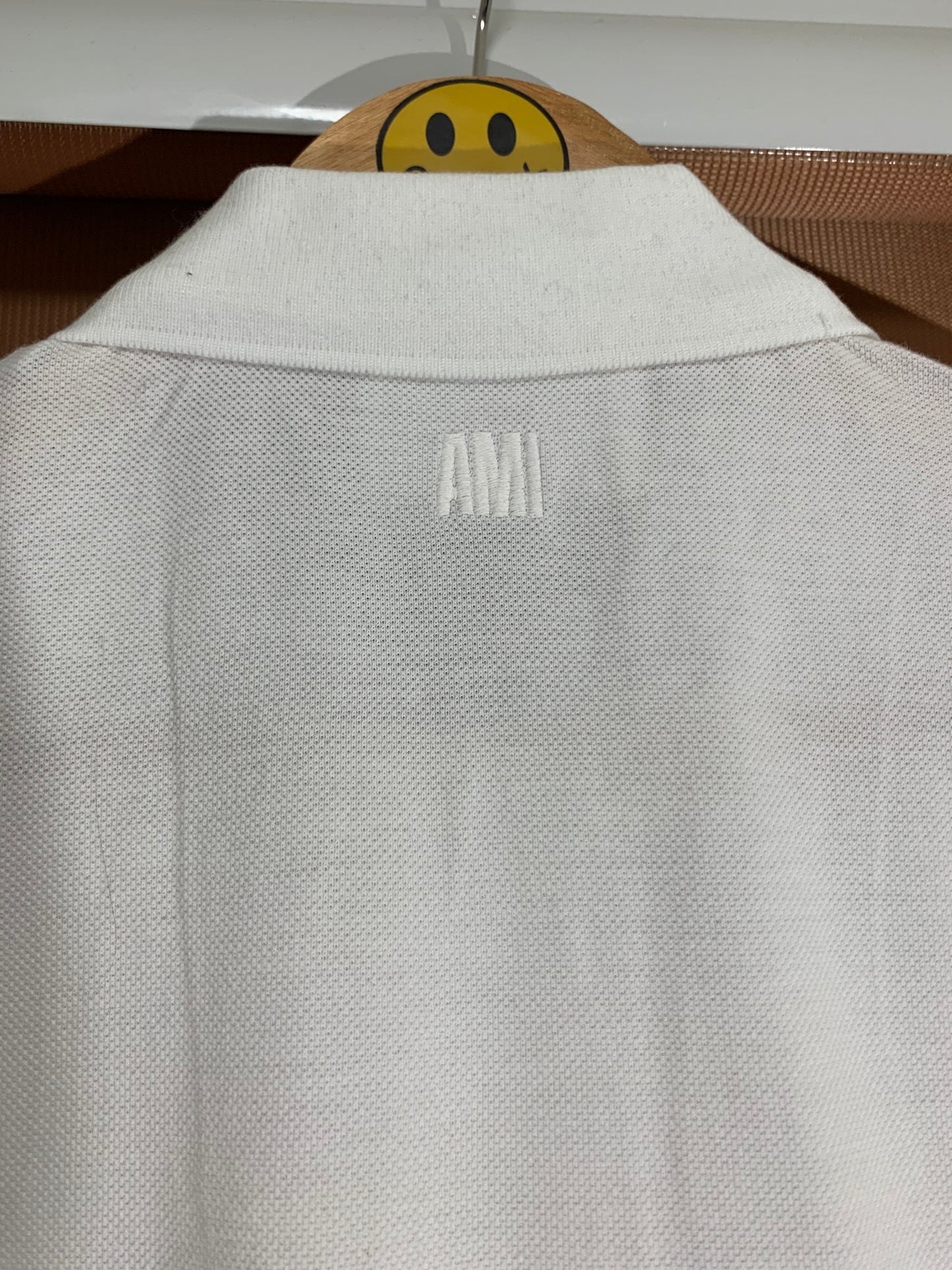 Ami Embroidered Heart Logo Polo Shirt (White)