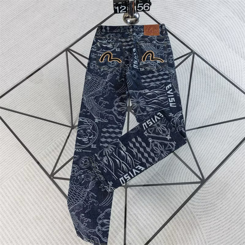 [New] Evisu All Over Print Denim Jeans