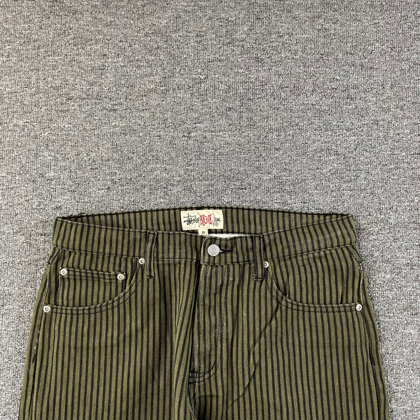 [New] Stussy Pinstripe Jeans (Olive Green)