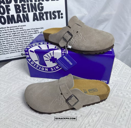 [New] Stussy x Birkenstock Boston Clogs (Gray)