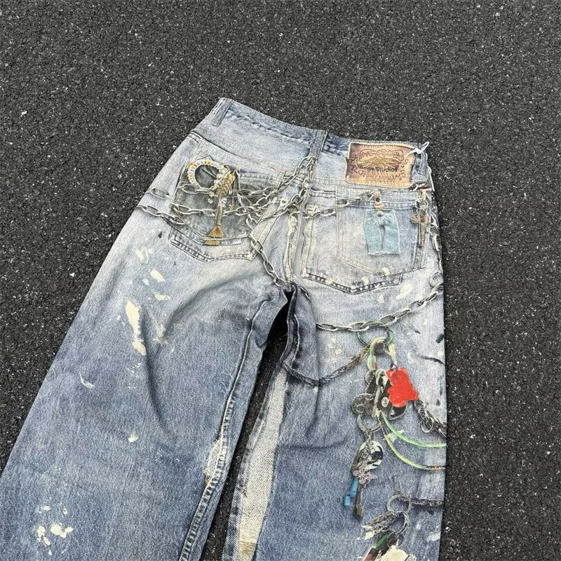 [New] Acne Studios Wide ‘Keychain’ Print Jeans