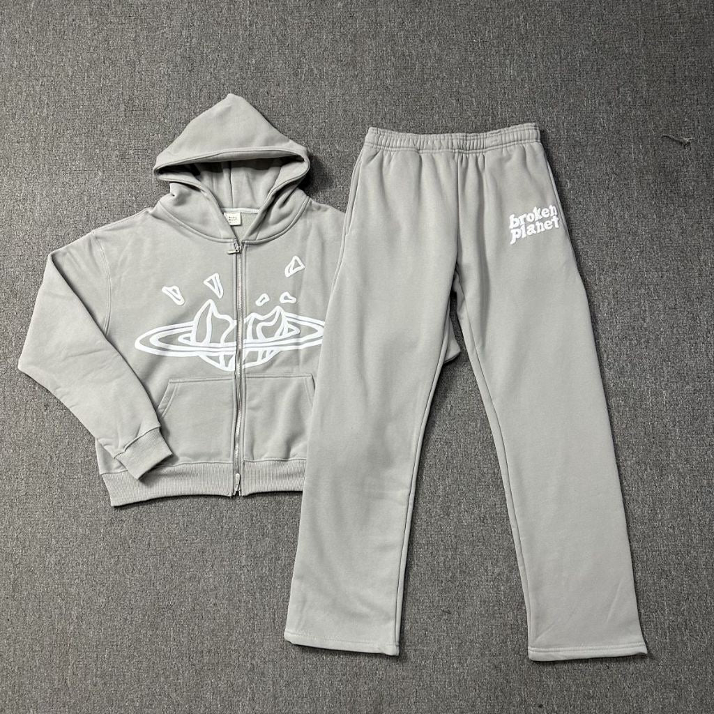 [New] Broken Planet 'Stoned Gray' Zip Hoodie and Pants