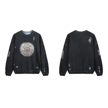 [New] Acne Studios Melange logo-print distressed Sweater