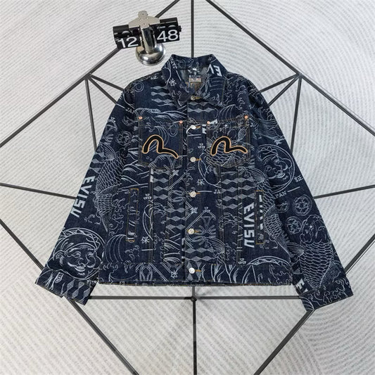 [New] Evisu All Over Print Denim Jacket