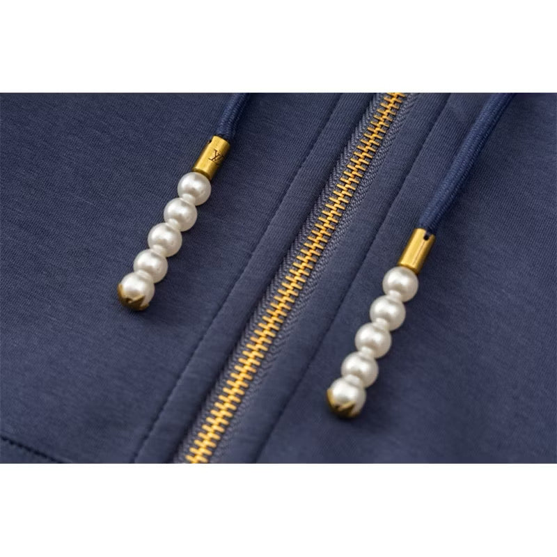 [New] Louis Vuitton Zip Up Hoodie (Navy)