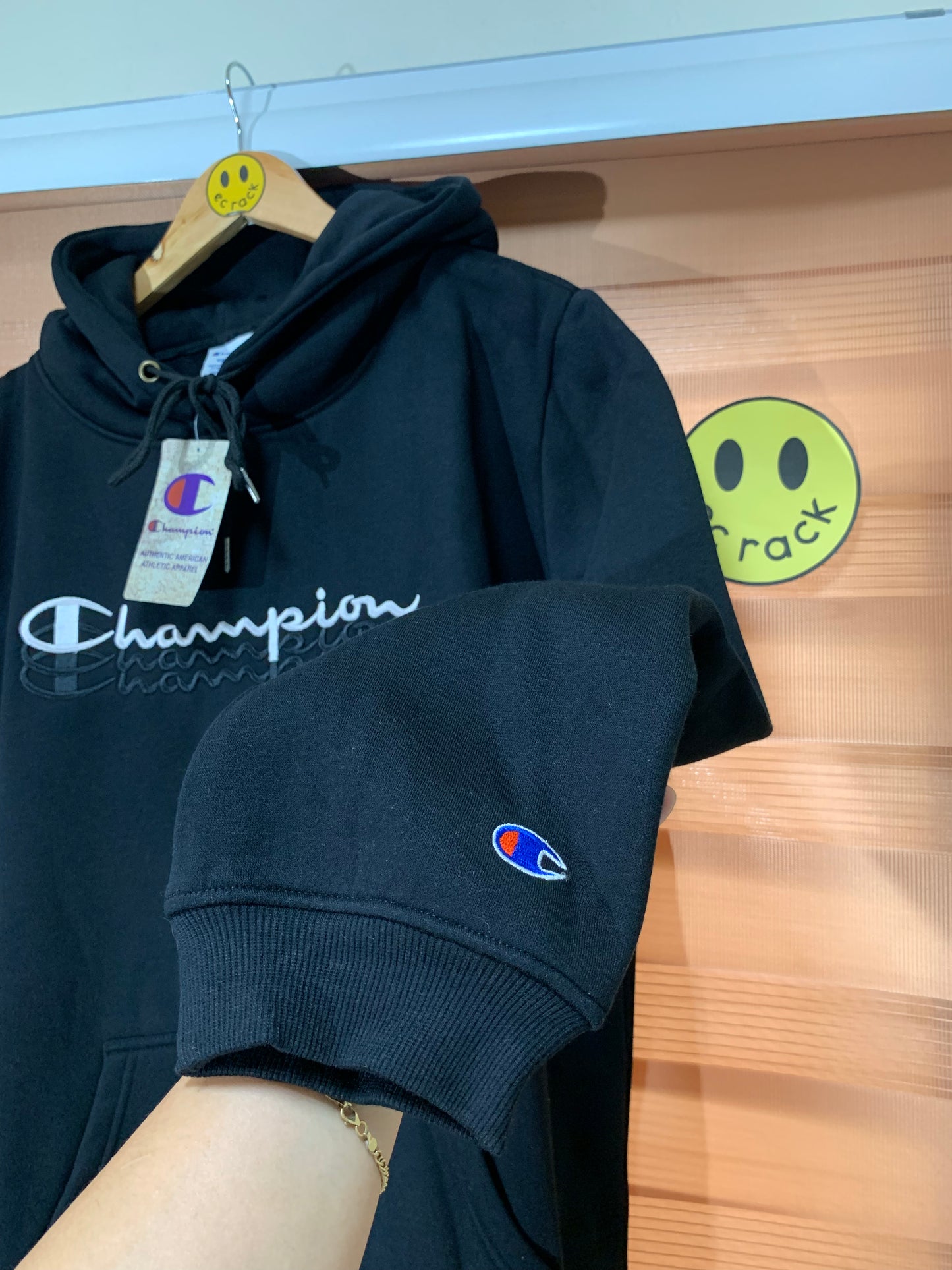 Champion Embroidered Logo Hoodie (Black)