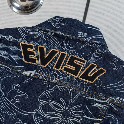 [New] Evisu All Over Print Denim Jacket