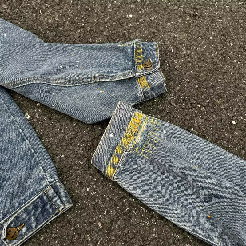 [New] Drew House Mascot Paint Splatter Denim Jacket