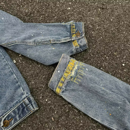 [New] Drew House Mascot Paint Splatter Denim Jacket