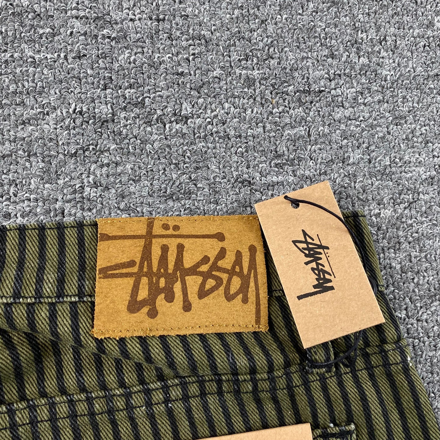 [New] Stussy Pinstripe Jeans (Olive Green)