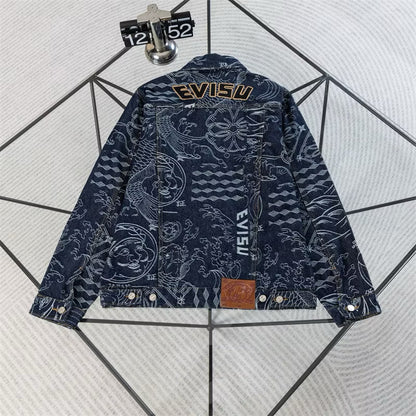 [New] Evisu All Over Print Denim Jacket