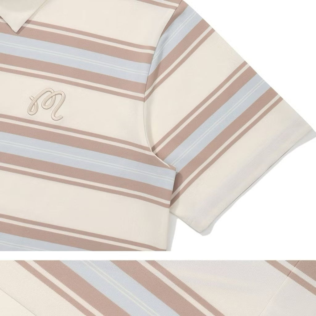 [New] Malbon Golf Striped Polo Shirt