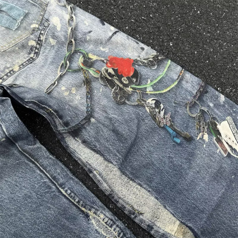 [New] Acne Studios Wide ‘Keychain’ Print Jeans