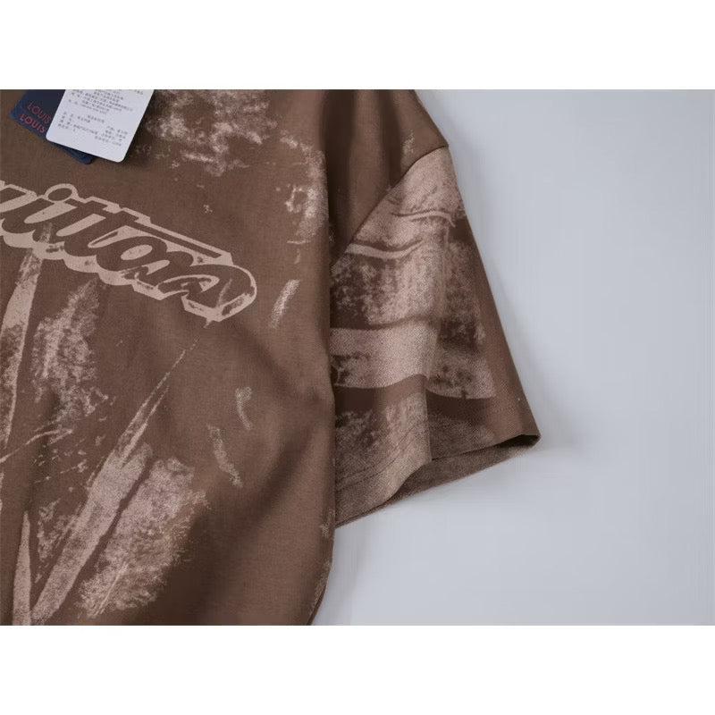 [New] Louis Vuitton Overprinted Tee (Brown)