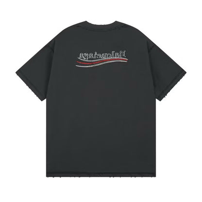[New] Balenciaga Logo Distressed Tee