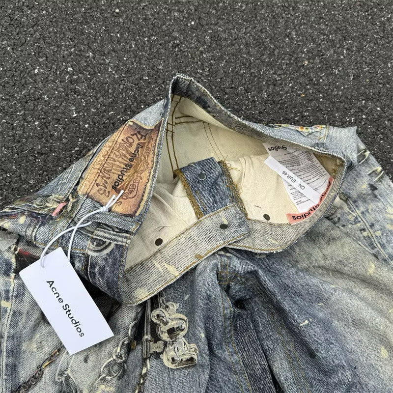 [New] Acne Studios Wide ‘Keychain’ Print Jeans