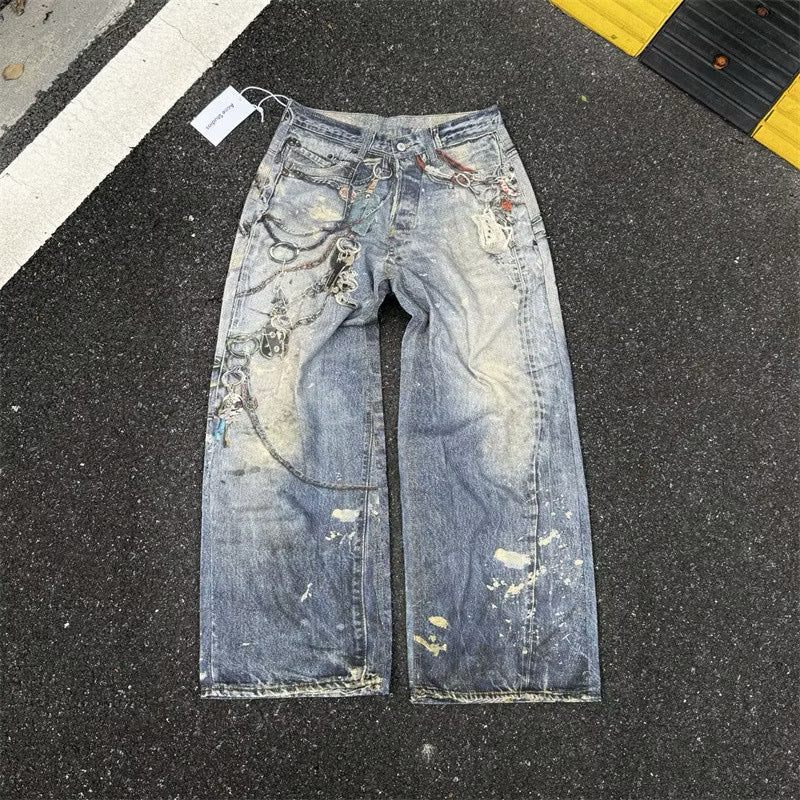 [New] Acne Studios Wide ‘Keychain’ Print Jeans