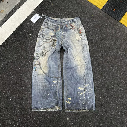 [New] Acne Studios Wide ‘Keychain’ Print Jeans