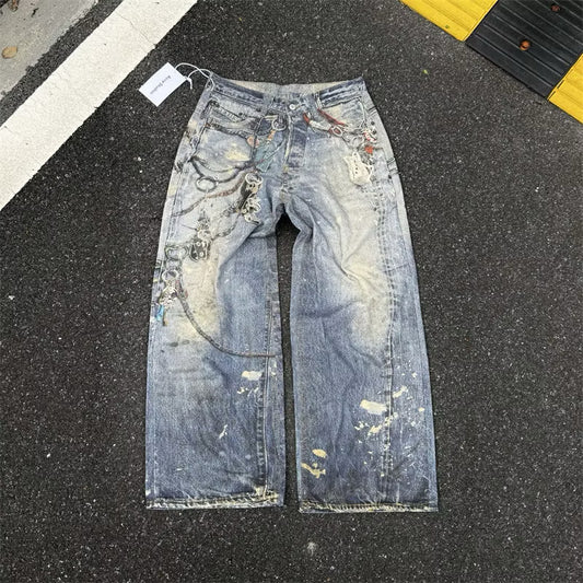 [New] Acne Studios Wide ‘Keychain’ Print Jeans