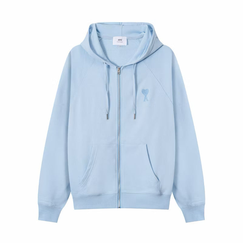 New] Ami Mini Logo Zip Up Hoodie