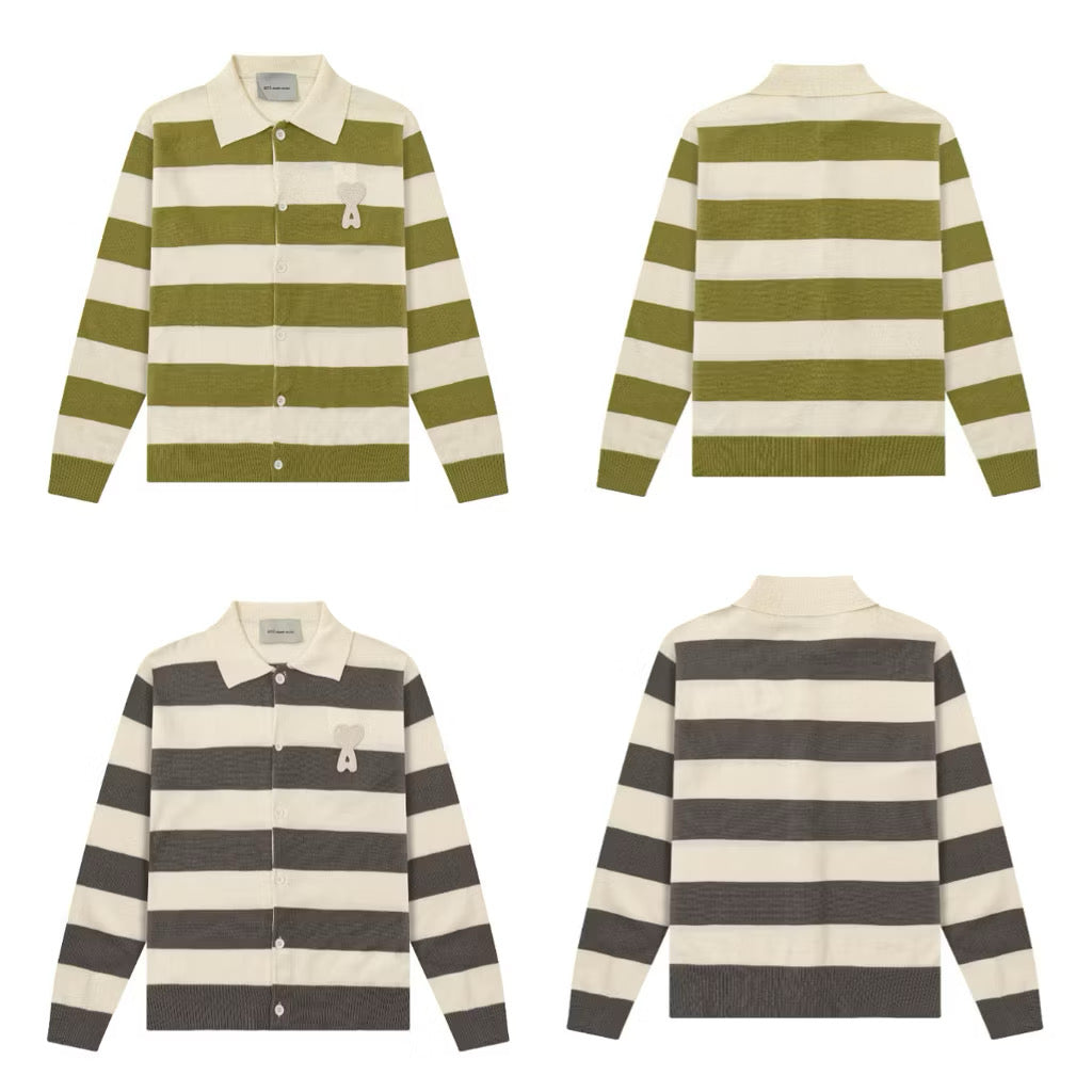 [New] Ami Paris Knitted Stripe Cardigan