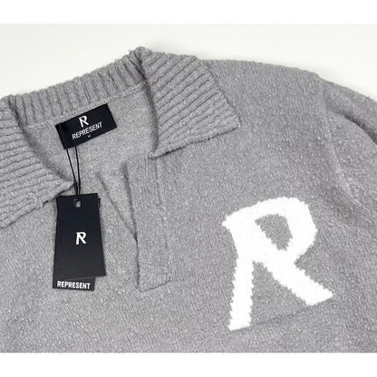 [New] Represent Knitted Boucle Collar Polo Sweater