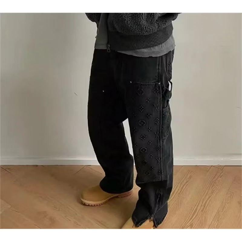 [New] Louis Vuitton Monogram Double Knee Carpenter Denim Pants (Black)