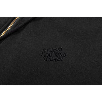 [New] Louis Vuitton Embroidered Logo Zip Up Hoodie