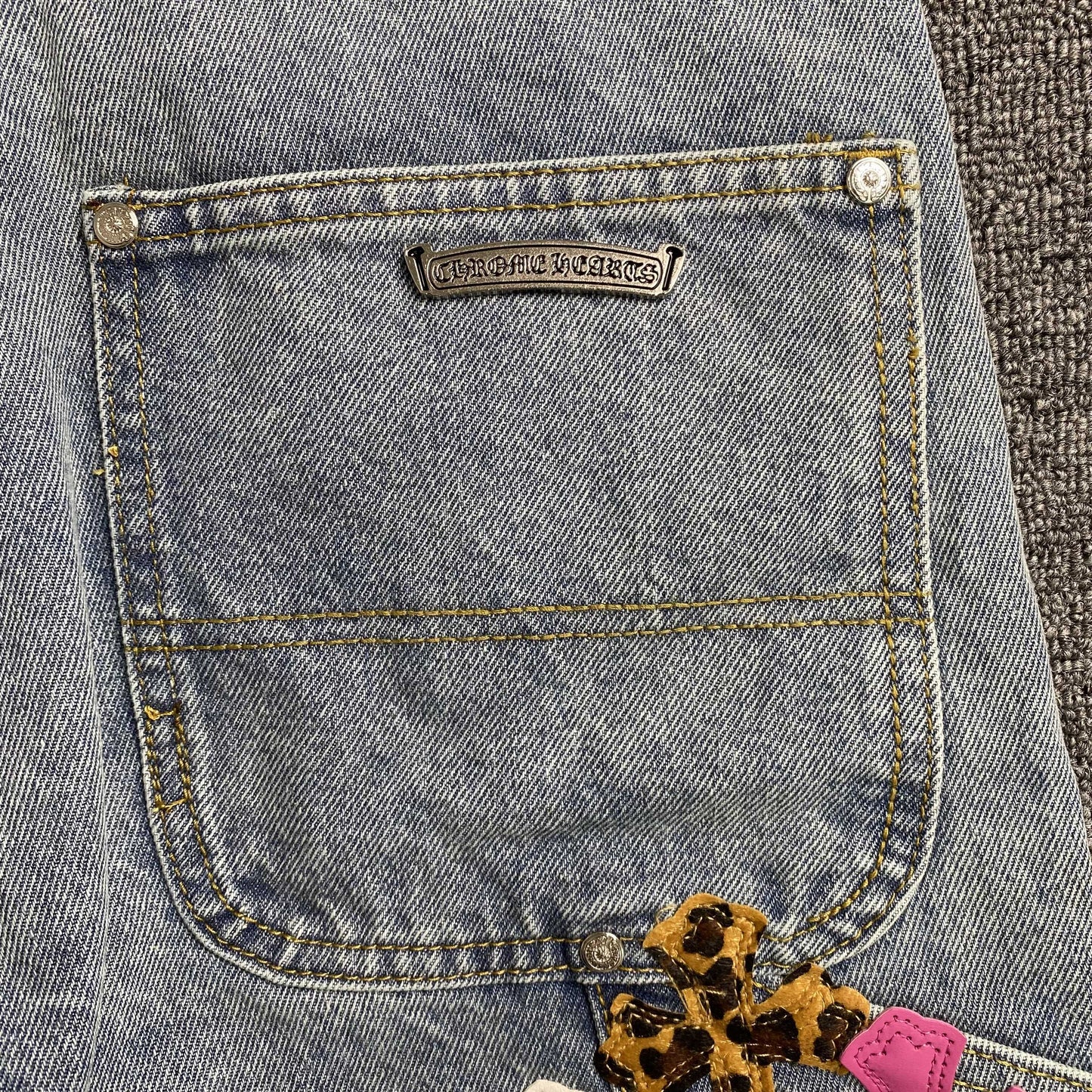 [New] Chrome Hearts Light Denim Double Knee Carpenter Shorts