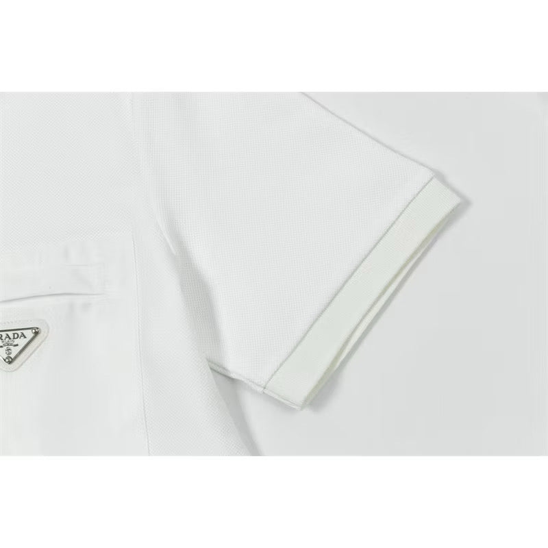 [New] Prada Pique Half Zip Polo Shirt (White)