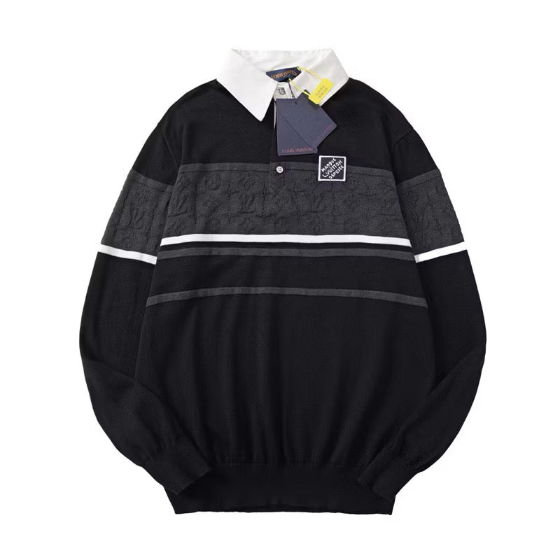 [New] Louis Vuitton Knit Monogram Longsleeve Polo Shirt