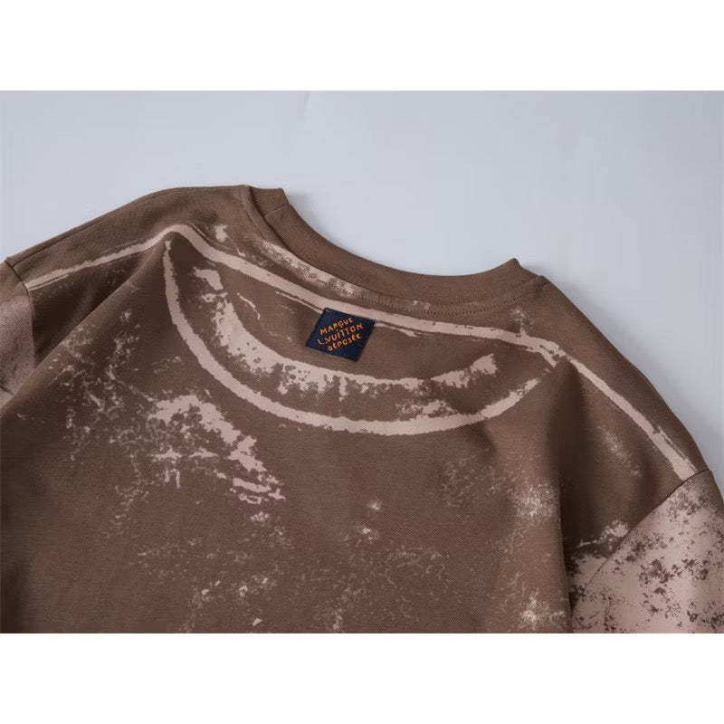 [New] Louis Vuitton Overprinted Tee (Brown)