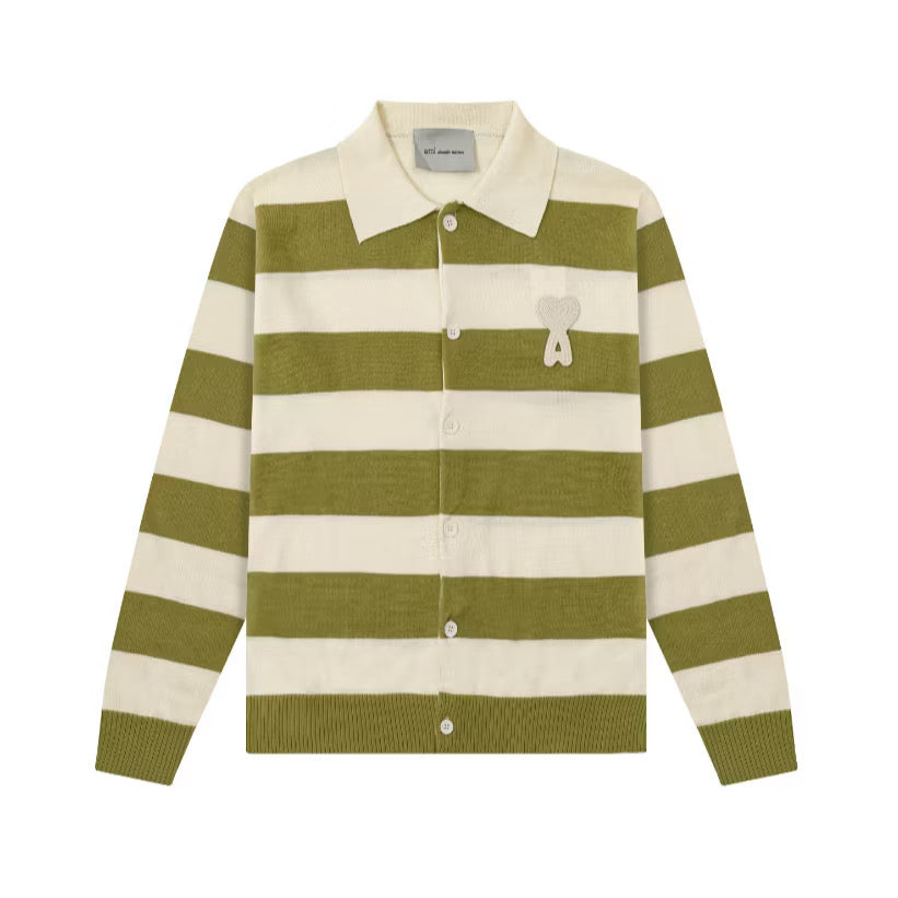 [New] Ami Paris Knitted Stripe Cardigan