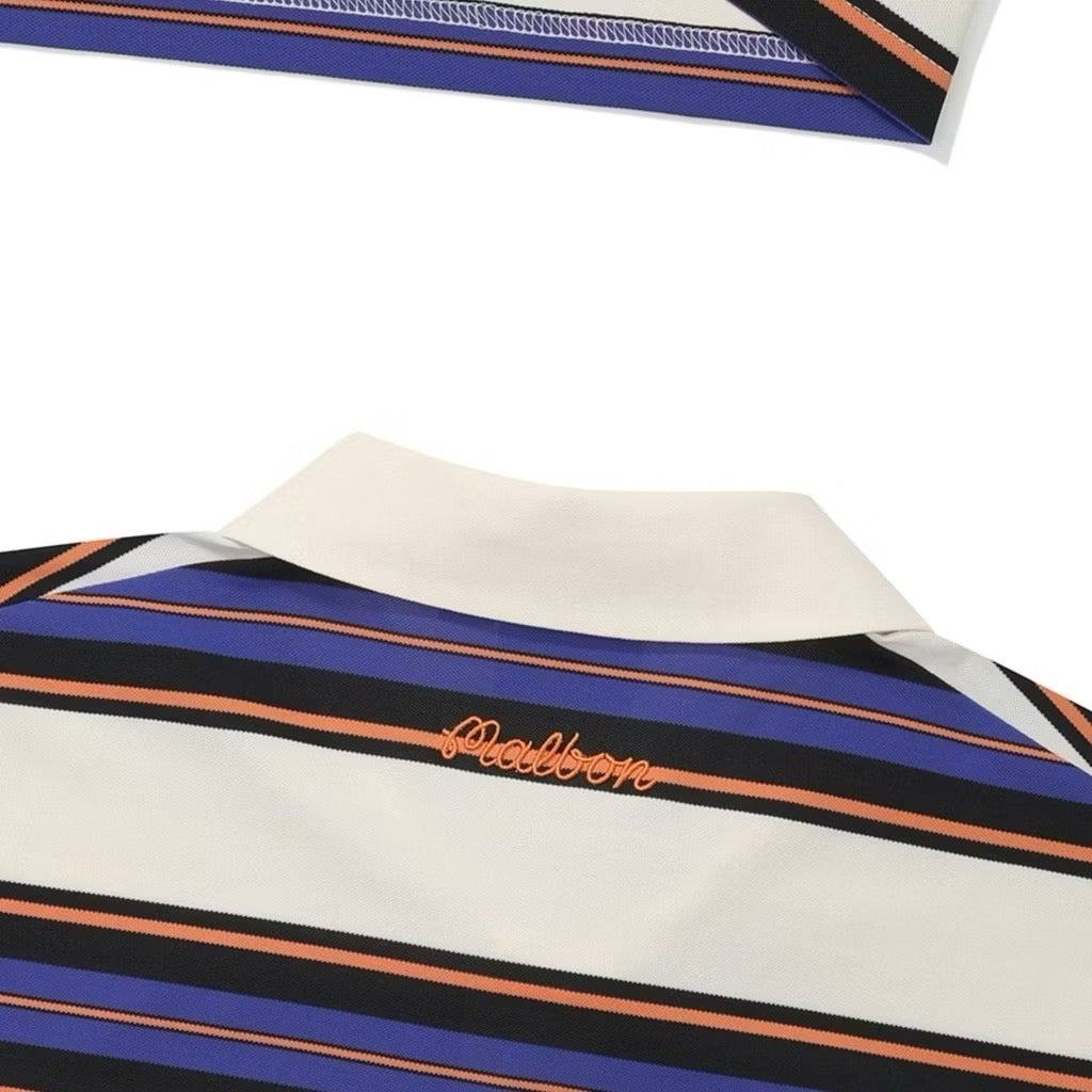 [New] Malbon Golf Striped Polo Shirt