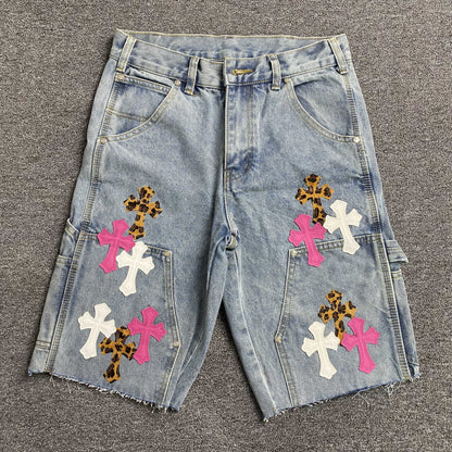 [New] Chrome Hearts Light Denim Double Knee Carpenter Shorts
